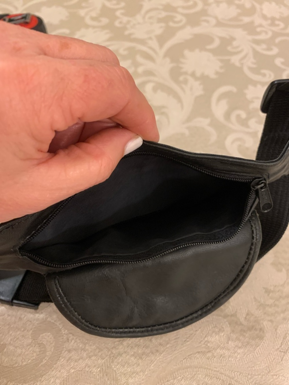 Marshal Black Leather Belt Bag with Front Flap Pocket - Picture 4 of 10